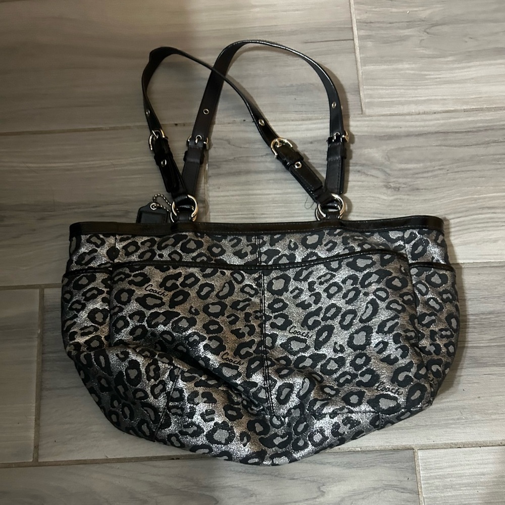 COACH Black & Silver Leopard Print Women's Bag